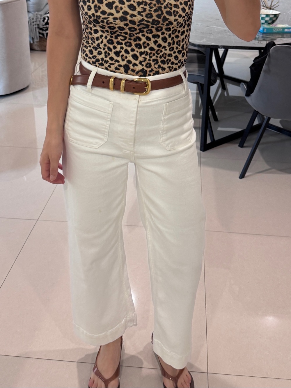 Anthropologie White High-Rise Wide Leg Jeans